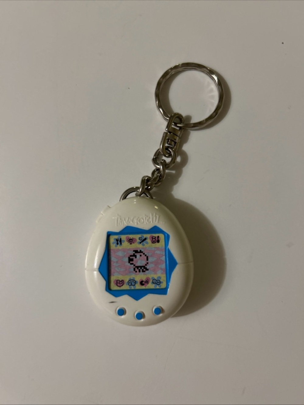 Virtual Pet Keychain - White & Blue